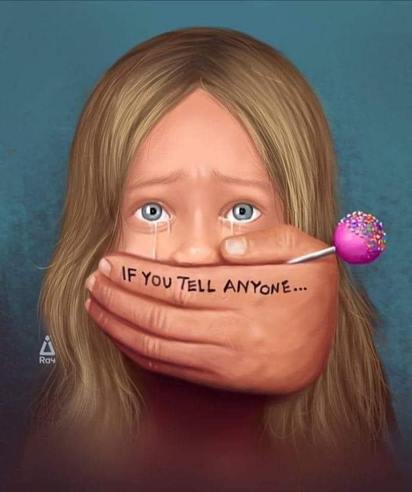 Depiction of a captured child silenced by corruption. (Illustrator unknown)